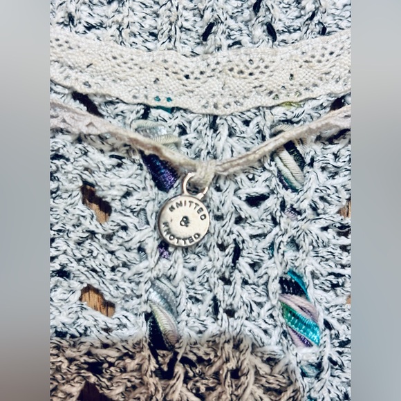 Anthropologie Knitted & Knotted Moto Zip Ribbon Cardigan Sweater Small - Picture 6 of 9